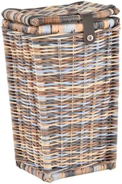 Krines Home Wäschekorb Hoher Wäschekorb in moderner, bauchiger Optik aus natürlichem Rattan