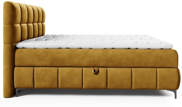 Boxspringbett Schlafzimmerbett SOPHIE 120x200cm Stoff Salvador Honiggelb Bild 3