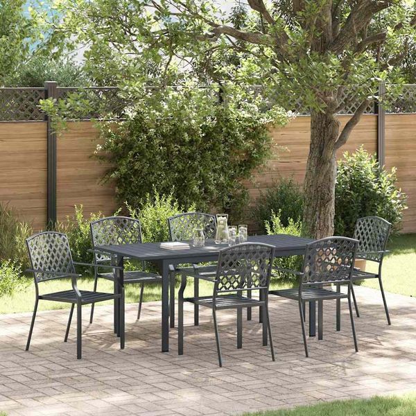 vidaXL Garten Essgruppe 7 pcs Anthrazit Pulverbeschichteter Stahl 3378818