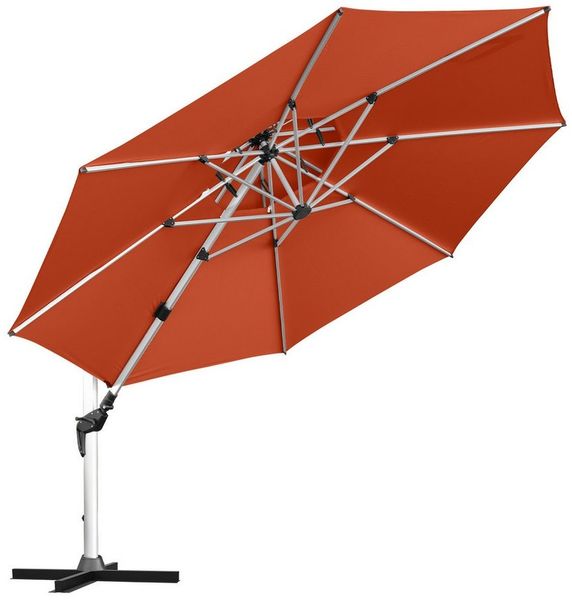 anndora Ampelschirm Sonnenschirm 4 Meter rund mit Aluminiumgestell, Kurbelöffnung - doppeltes Winddach - Streben und Gestell aus Aluminium