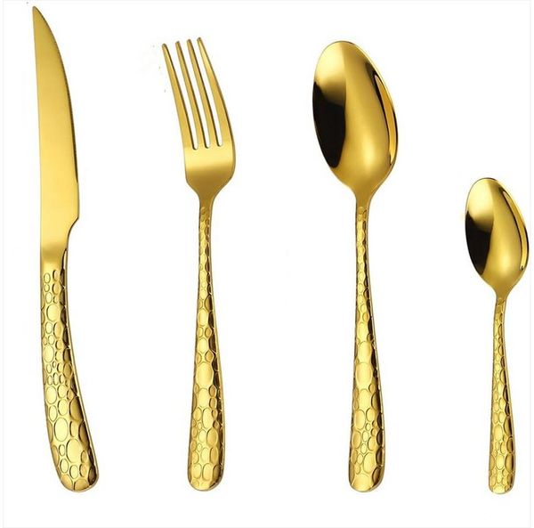 KingLux Besteck-Set 24teilig Edelstahl 18/10 Besteck Set Tränenmuster spülmaschinenfest (24-tlg), 6 Personen, Edelstahl