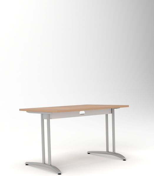 Rheinland Möbel Statio Schreibtisch 120x80 cm höhenverstellbar ±10 mm in Nussbaum – ergonomischer Bürotisch für Homeoffice & Büro, C-Fuß, Kabelwanne, einfache Montage, FSC® zertifiziert