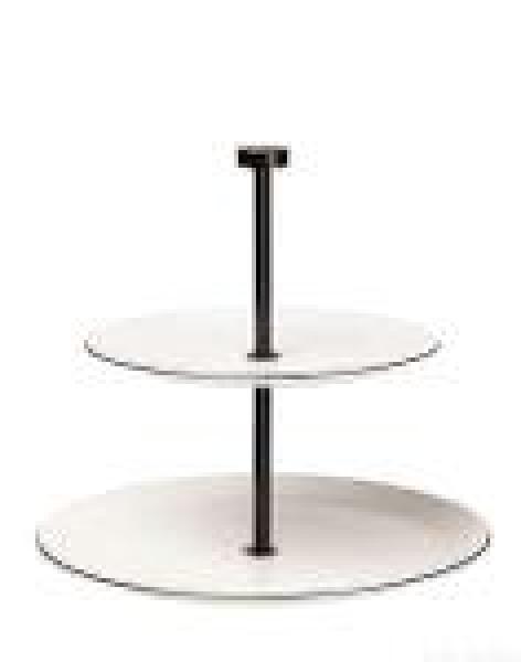 ASA Selection ligne noir Etagere 2-stufig rund, Servierständer, Fine Bone China, Weiß glänzend, H 23. 5, 2010113