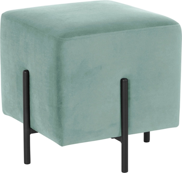 loft24 Polsterhocker Roland (1 St), Hocker, Fußhocker Bezug in Samtoptik, Metallgestell, Sitzhöhe 42 cm