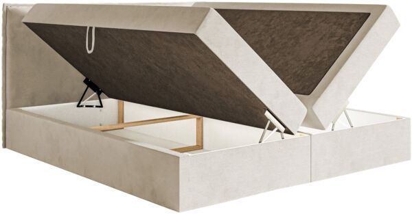 Selsey 'Softie' Boxspringbett 160x200 cm mit Topper und Stauraum, Velours wasserabweisend, Beige Bild 4