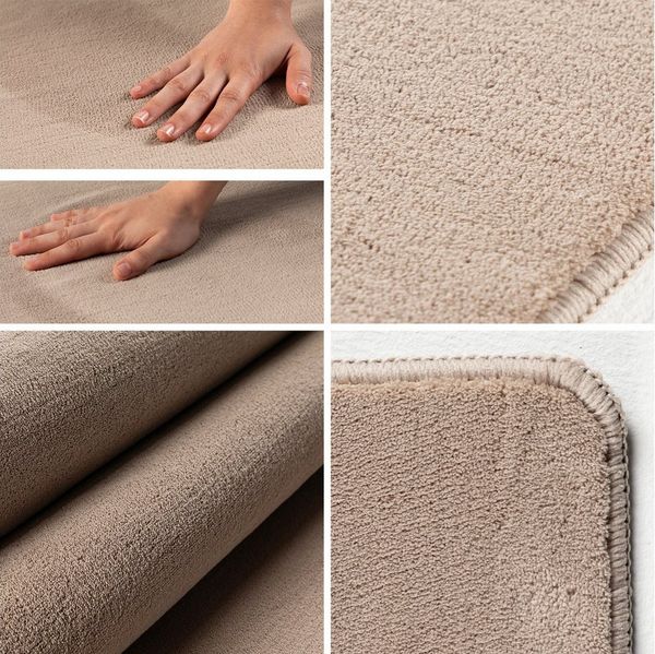 Carpettex Veloursteppich Unicolor - Einfarbig, Läufer, Höhe: 7 mm, Kurzflor Rund Teppich Anti-Rutsch Rückseite Waschbar Flauschiger