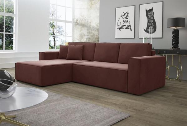 Ecksofa Schlafsofa Sofa CONOR Stoff Kronos Altrosa Ottomane Links