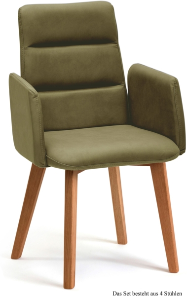 Armlehnstuhl (4er-Set) Darelle 52x92x60 Eiche geölt/Olivgrün