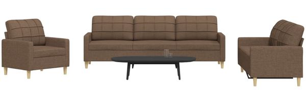 vidaXL 3-tlg. Sofagarnitur Braun Stoff 3278290