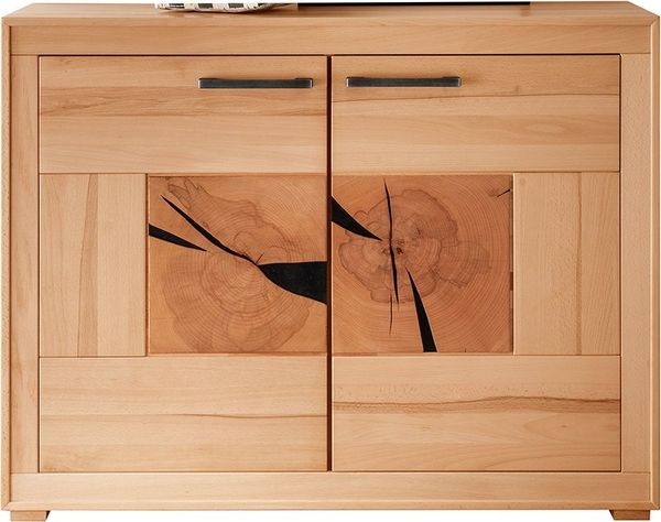 Lomadox Sideboard WINNIPEG-69, Kommode 110cm, Kernbuche massiv geölt, Hirnholz-Details, montiert