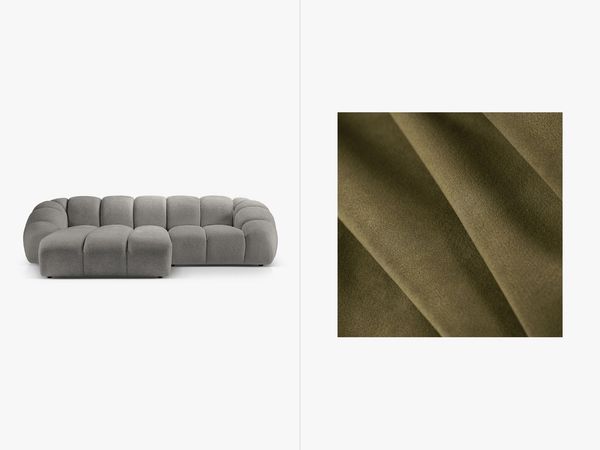 Micadoni Ecksofa Diana 3-Sitzer Links Samtstoff Grün