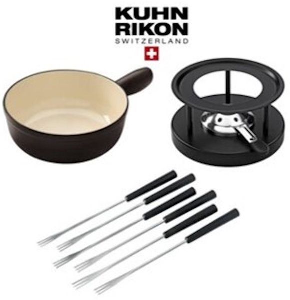 KUHN RIKON Fonduetopf KUHN RIKON Käse Fondue Set 8-tlg. Induktion Eisenguss Ø 20 cm Schwarz