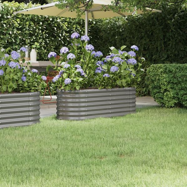 vidaXL Hochbeet Verzinkter Stahl 114x40x36 cm Grau 318864
