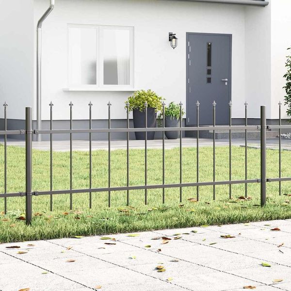 vidaXL Gartenzaun 6 pcs Grau 10,2 x 0,6 m Pulverbeschichteter Stahl 3334108