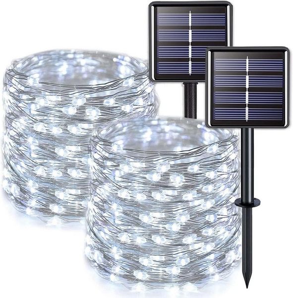 Athlix LED-Lichterkette Solar LED-Lichterkette 2x Solar Lichterkette Außen 10m 100 LED, 10m 100 LED Outdoor Solarlichterkette, Wasserdicht und 8 Modi