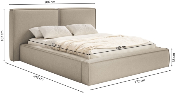 Selsey 'Tilves' Polsterbett 180x200 mit Bettkasten, Lattenrost, Chenille, graphitgrau Bild 5