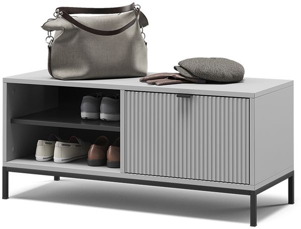 Schuhschrank Eliza Grau 100 x 45 cm mit Klapptür Vicco Bild 5