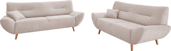 Home affaire Polstergarnitur Drago, modern und zeitlos, aktuelle Formensprache, komfortabel, (Set, 2-tlg, 3-Sitzer und 2-Sitzer), als Sessel/Polsterecke erhältlich, versch. Stoffe, inkl. 2 Zierkissen