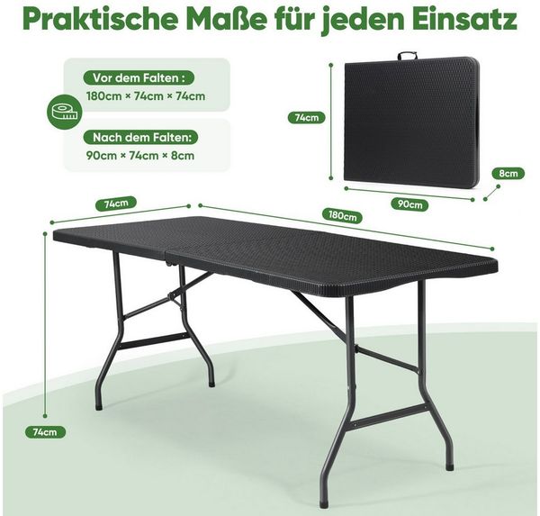 Sekey Klapptisch Gartentisch Klappbar Rattan Optik Klapptisch Partytisch für Balkon