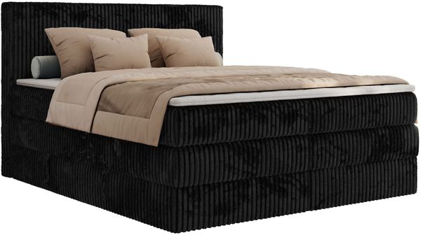 Boxspringbett, Doppelbett mit zwei Bettkästen und Multipocket-Matratze, Cord Bett - TILIANO KING - 180 x 200 cm - Schwarz Cord - H3 Bild 5