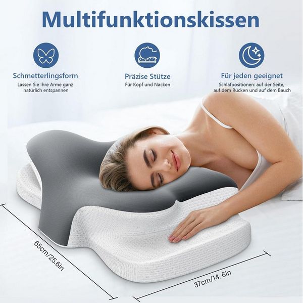 Kityhome Nackenstützkissen Nackenkissen mit Memory Foam-Ergonomisch für alle Schlafpositionen, Füllung: Premium Memory Foam, für Seitenschläfer, Rückenschläfer & Bauchschläfer, Einfache Reinigung, Universelle Eignung, Universelle Eignung für alle Schla...