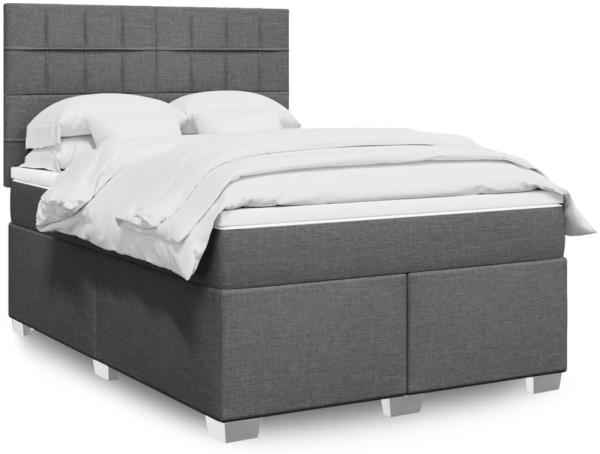 vidaXL Boxspringbett mit Matratze Dunkelgrau 140x190 cm Stoff 3290484