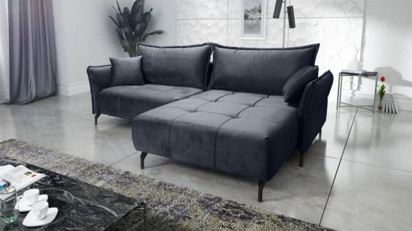 Ecksofa Schlafsofa Sofa VICTORIA Stoff Element Dunkelgrau Ottomane Rechts