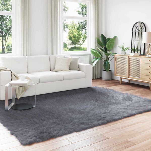 vidaXL Teppich aus Kunstschaffell TAFALLA Anthrazit 200 x 280 cm 42021595