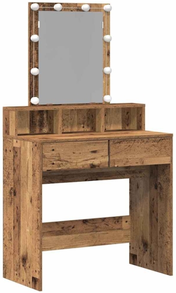 vidaXL Schminktisch mit Regal Altholz 80 x 41 x 144,5 cm Holzwerkstoff 862300