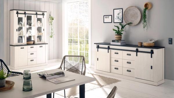 3-teiliges Möbelset Sherwood - Pinie Weiß Landhaus Bild 2