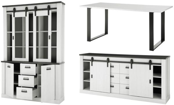 3-teiliges Möbelset Sherwood - Pinie Weiß Landhaus Bild 5