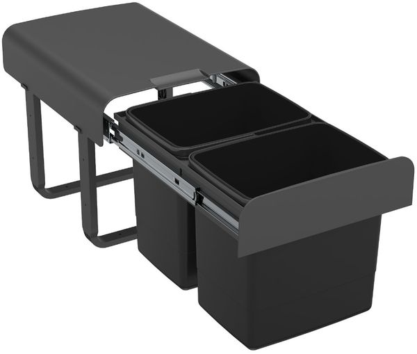 EKOTECH Abfallsammler EKKO 40 mit 30 (2x15) Liter Füllvolumen, Orion Grey, für 40 cm Schrankbreite