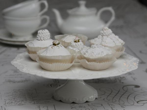 Tortenplatte Kuchenplatte weiß mit Fuß Shabby Chic Antique 63138 11