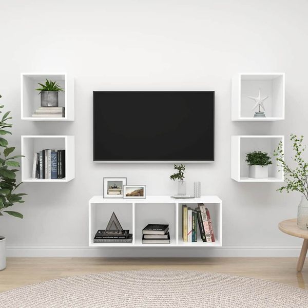 vidaXL 5-tlg. TV-Schrank-Set Weiß Spanplatte [3079610]