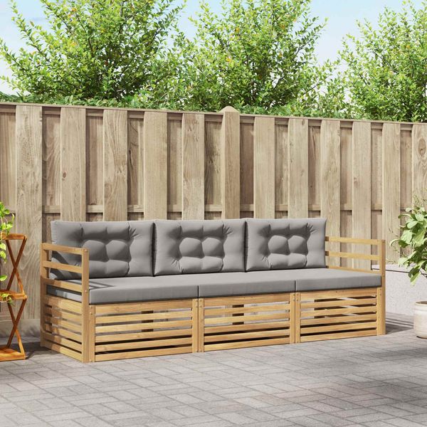 vidaXL Outdoor-Sofagarnitur 3 pcs Weiß und Hellgrau Polyester 3389946