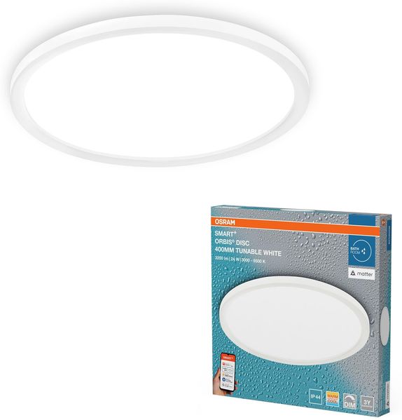Osram SMART+ Matter Orbis Disc LED Badleuchte IP44 400mm, 24W, 1900lm, TW 3000-6500K, WiFi, Weiß