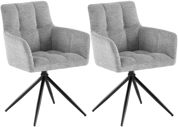 CLP Esszimmerstühle 2er Set, Sessel Jonah drehbar mit Armlehnen, bis 150 kg,hellgrau