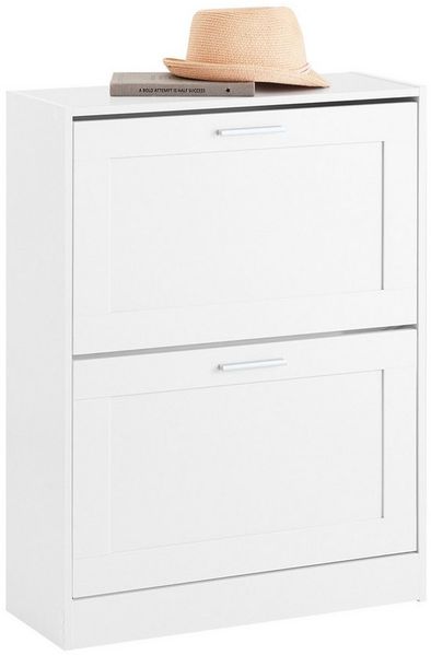 SoBuy Schuhkipper FSR137, Schuhschrank schmal, Schuhregal Schuhablage Flurschrank, Schuhkommode mit 2 Klappen, perfekt für schmale Flure, 60x25x80 cm