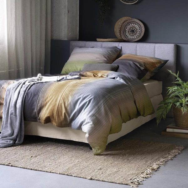 Irisette Feinbiber Bettwäsche Koala 135x200 Streifen beige grau grün 8489-90