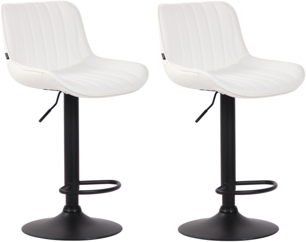 2er Set Barhocker Lentini, drehbar, Weiß, Schwarz, Kunstleder