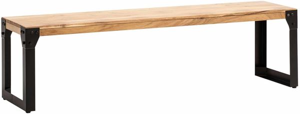 Esszimmerbank 140x40x45cm Akazie Massivholz Metall Industrial ohne Lehne