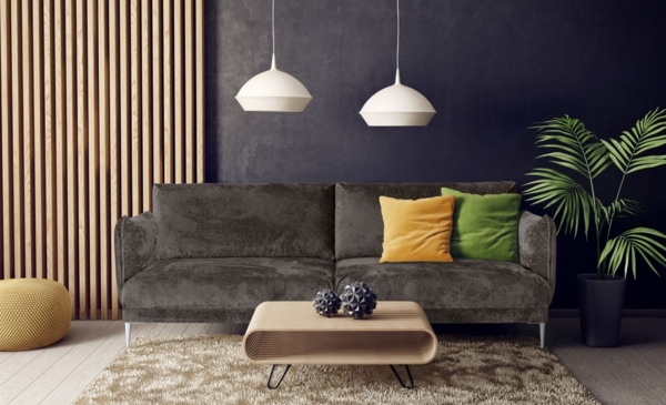 Sofa Designersofa MADISON 3-Sitzer Stoff Tender Way Anthrazit