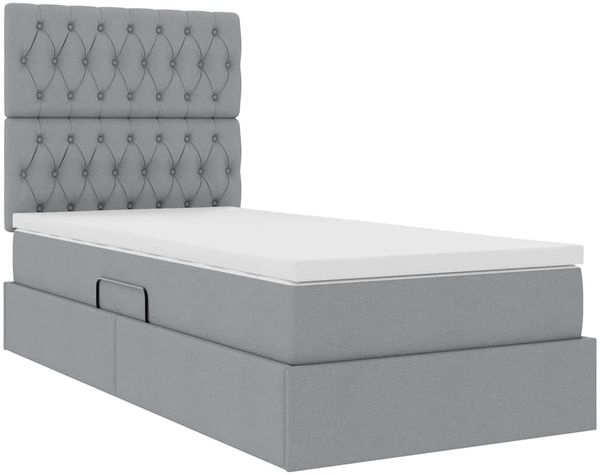 vidaXL Aufbewahrungsbett mit Matratze Hellgrau 90 x 190 cm Stoff 3371811 Bild 5