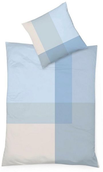 fleuresse Wendebettwäsche MILO, 135x200 cm, Blau, mit Reißverschluss, Mako-Satin, 2 teilig