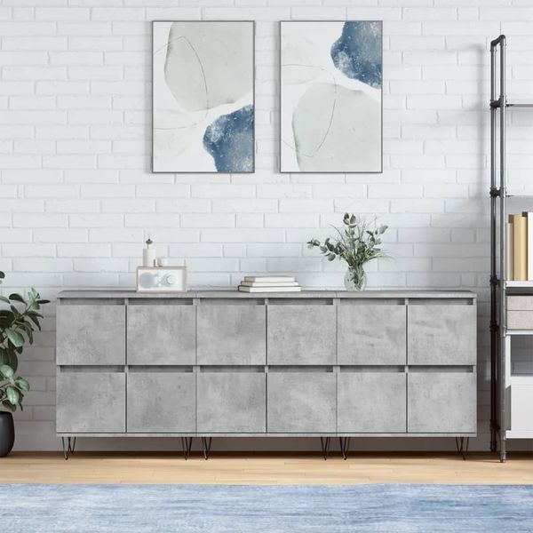 vidaXL Sideboards 3 Stk. Betongrau Holzwerkstoff 3190201