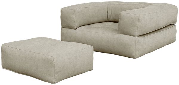 Karup Design 3-in-1 Futonsessel CUBE mit Hocker 90x190 cm Leinen