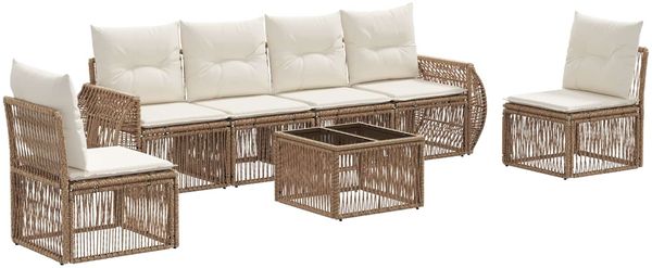 vidaXL Gartensofa-set 7 pcs Beige und Cremeweiß Poly-Rattan 3435384