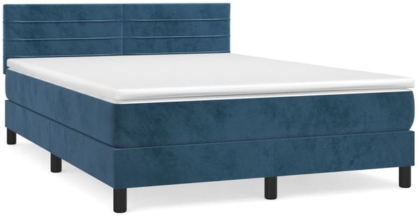 vidaXL Boxspringbett mit Matratze Dunkelblau 140x190 cm Samt 3141363 Bild 2