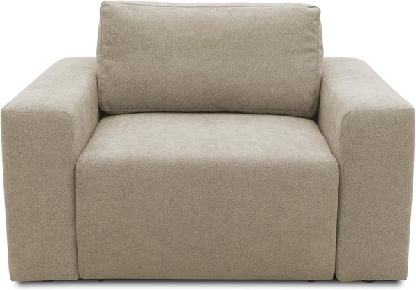 DOMO. collection Sessel Lares, Polstersessel mit Schlaffunktion und Federkernpolsterung, Loses Rückenkissen, Schlafsessel, Armsessel 130 x 116 x 85 cm (BxTxH), beige