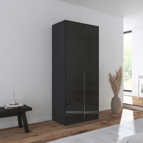 rauch Drehtürenschrank Kleiderschrank Schrank Garderobe AGORDO mit Dekor- oder Hochglanzfront (in zwei Griff-Farben) durchdachte Innenausstattung, in 6 Breiten und 2 Höhen MADE IN GERMANY